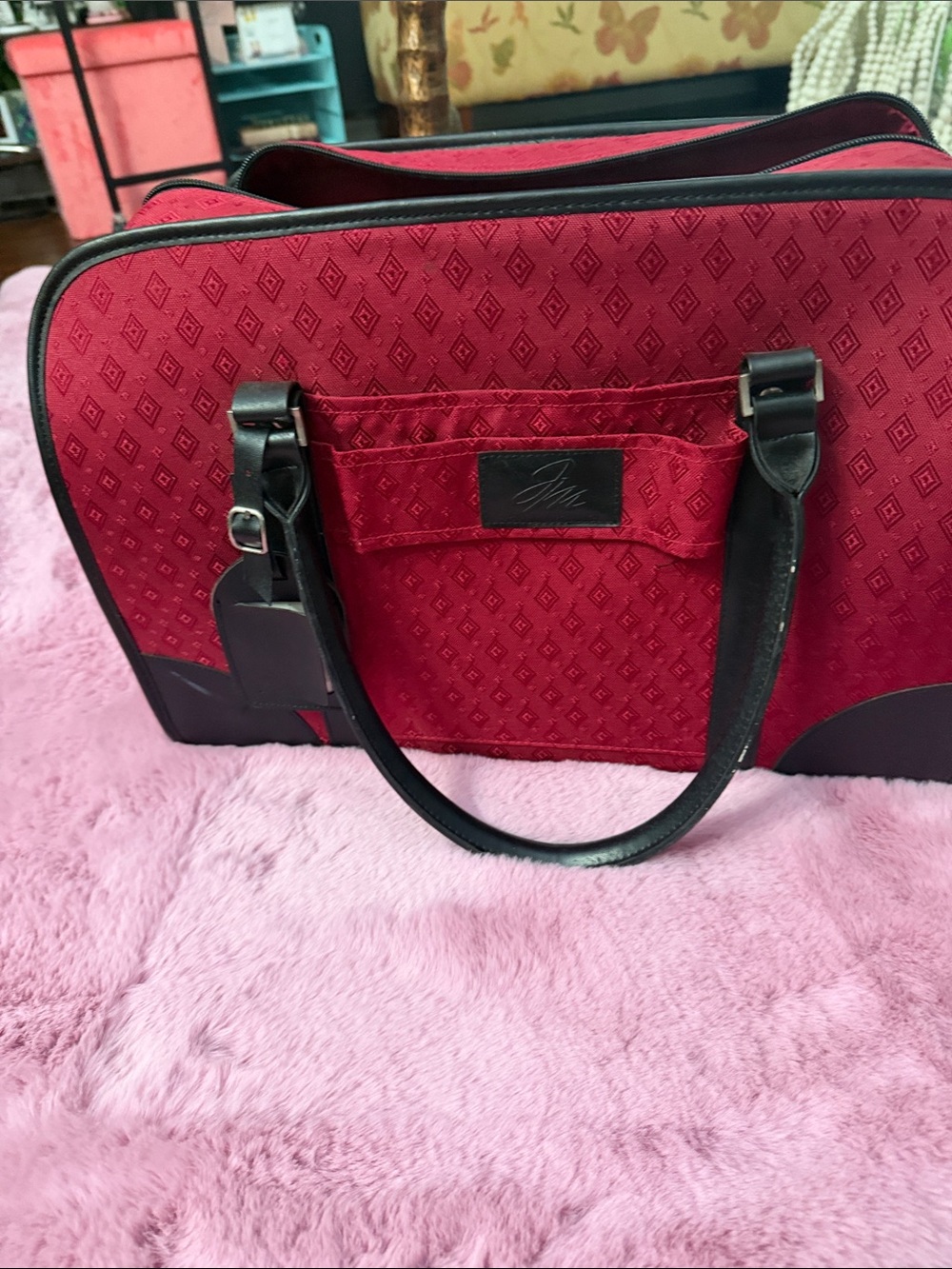 Joy Mangano Red Travel Tote with Black Trim